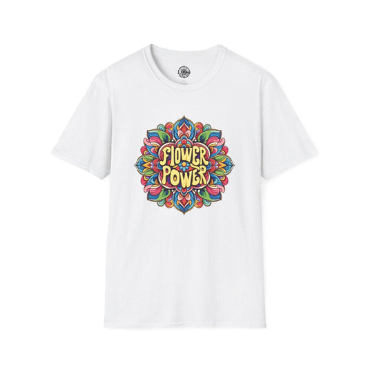 Flower Power Unisex T-Shirt, Floral Print Tee, Hippie Style Shirt, Soft Cotton Top, Boho Chic Fashion - Little Flower Farm