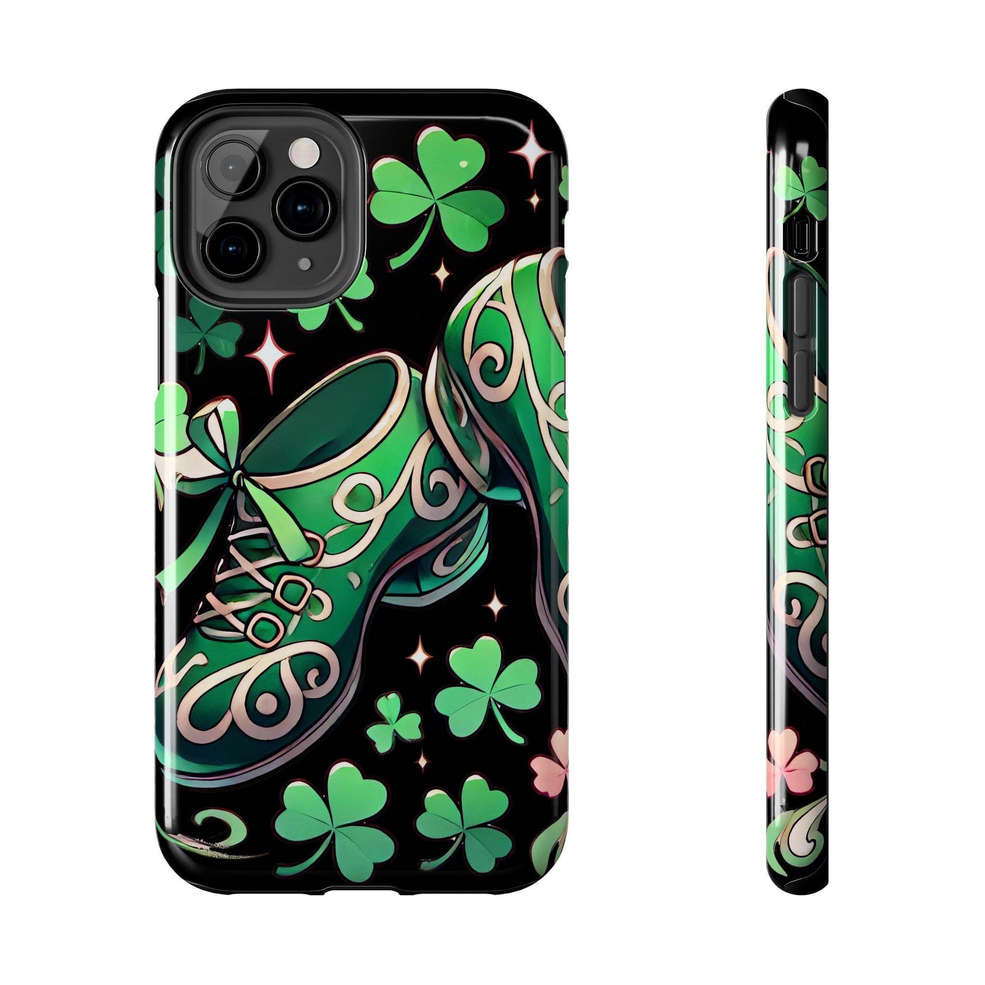 Irish Dance Shoe Tough Phone Case - St. Patrick's Day Gift, Protective Cover, Irish Dance Lover Phone Accessory, Celtic Dance Shoes Case - Little Flower Farm