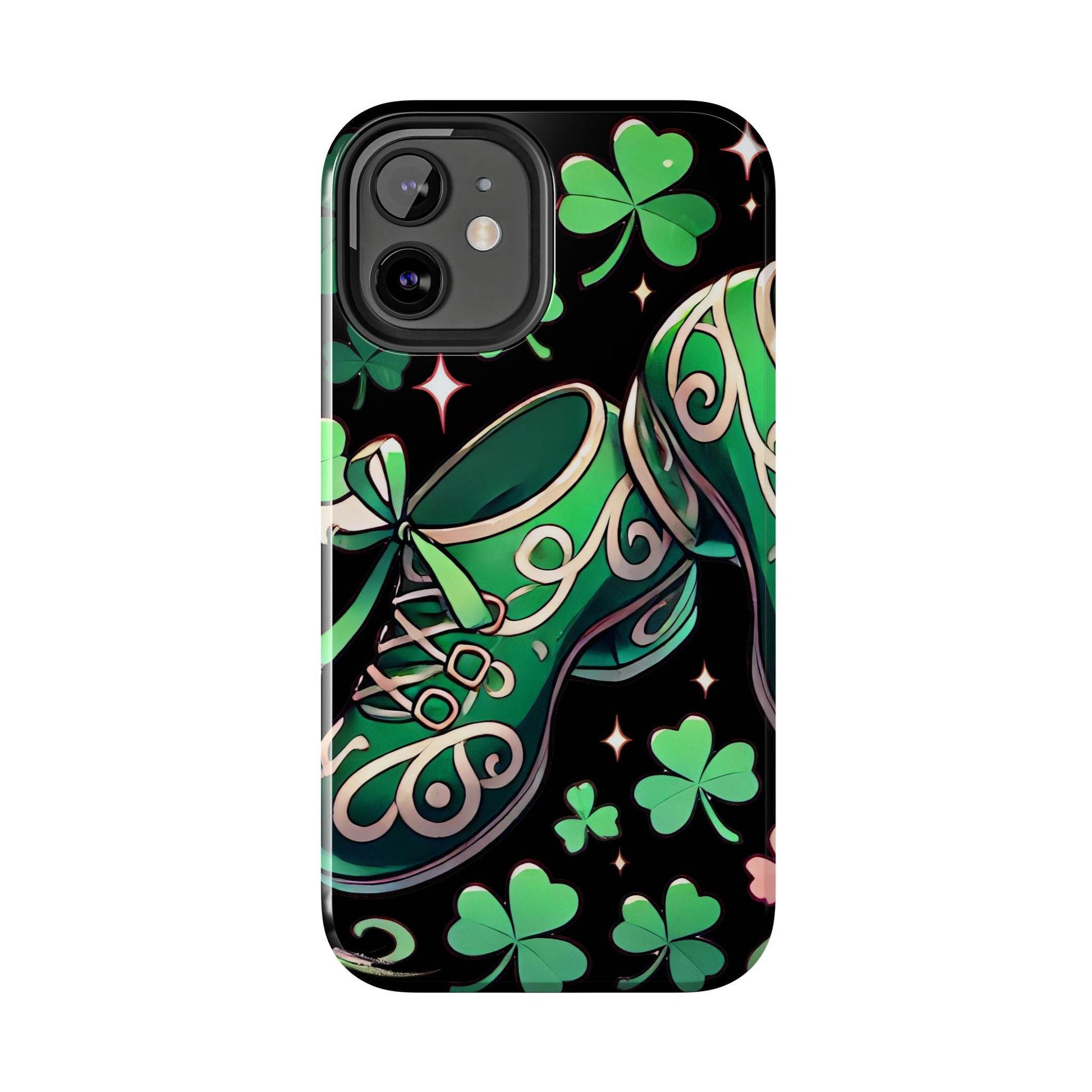 Irish Dance Shoe Tough Phone Case - St. Patrick's Day Gift, Protective Cover, Irish Dance Lover Phone Accessory, Celtic Dance Shoes Case - Little Flower Farm