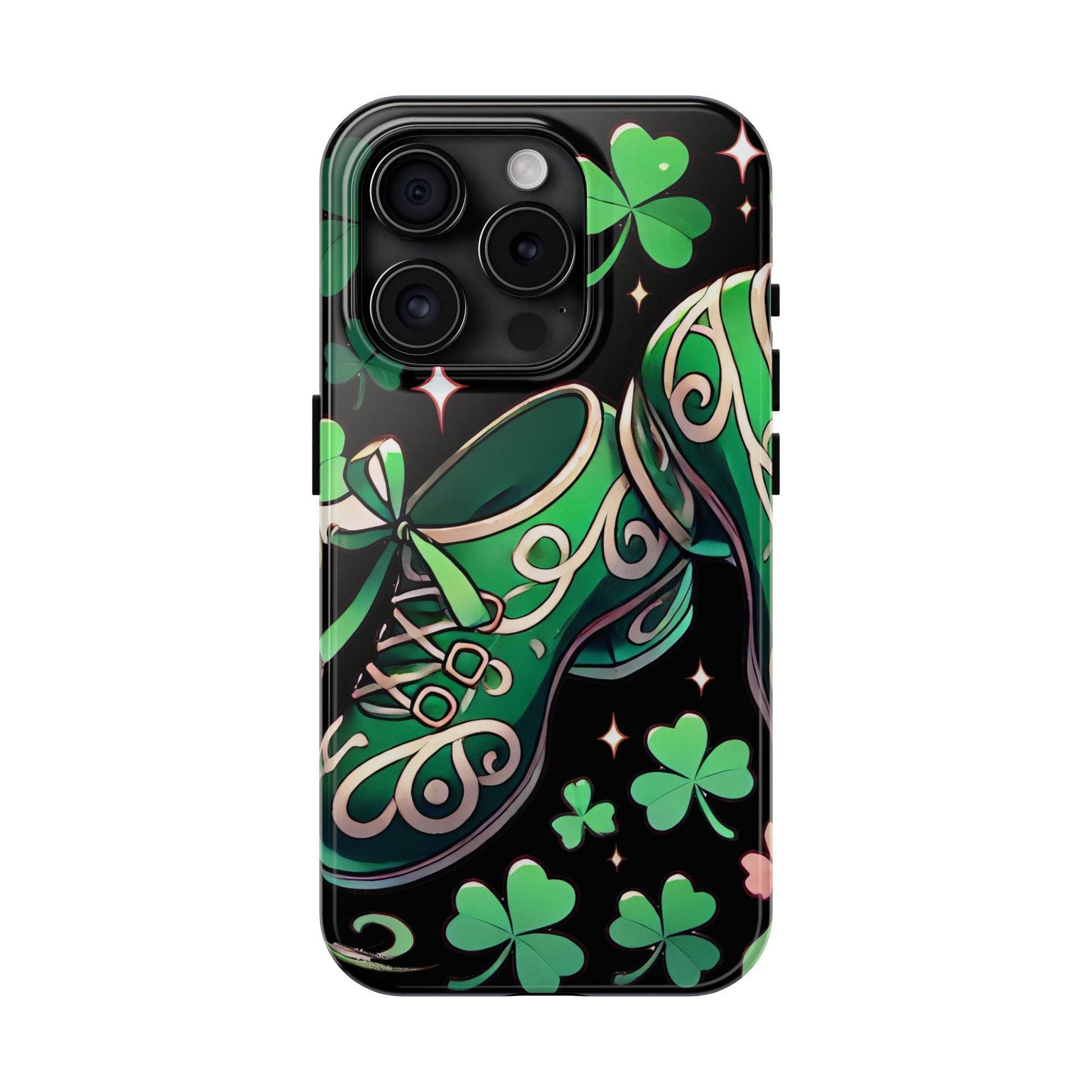 Irish Dance Shoe Tough Phone Case - St. Patrick's Day Gift, Protective Cover, Irish Dance Lover Phone Accessory, Celtic Dance Shoes Case - Little Flower Farm