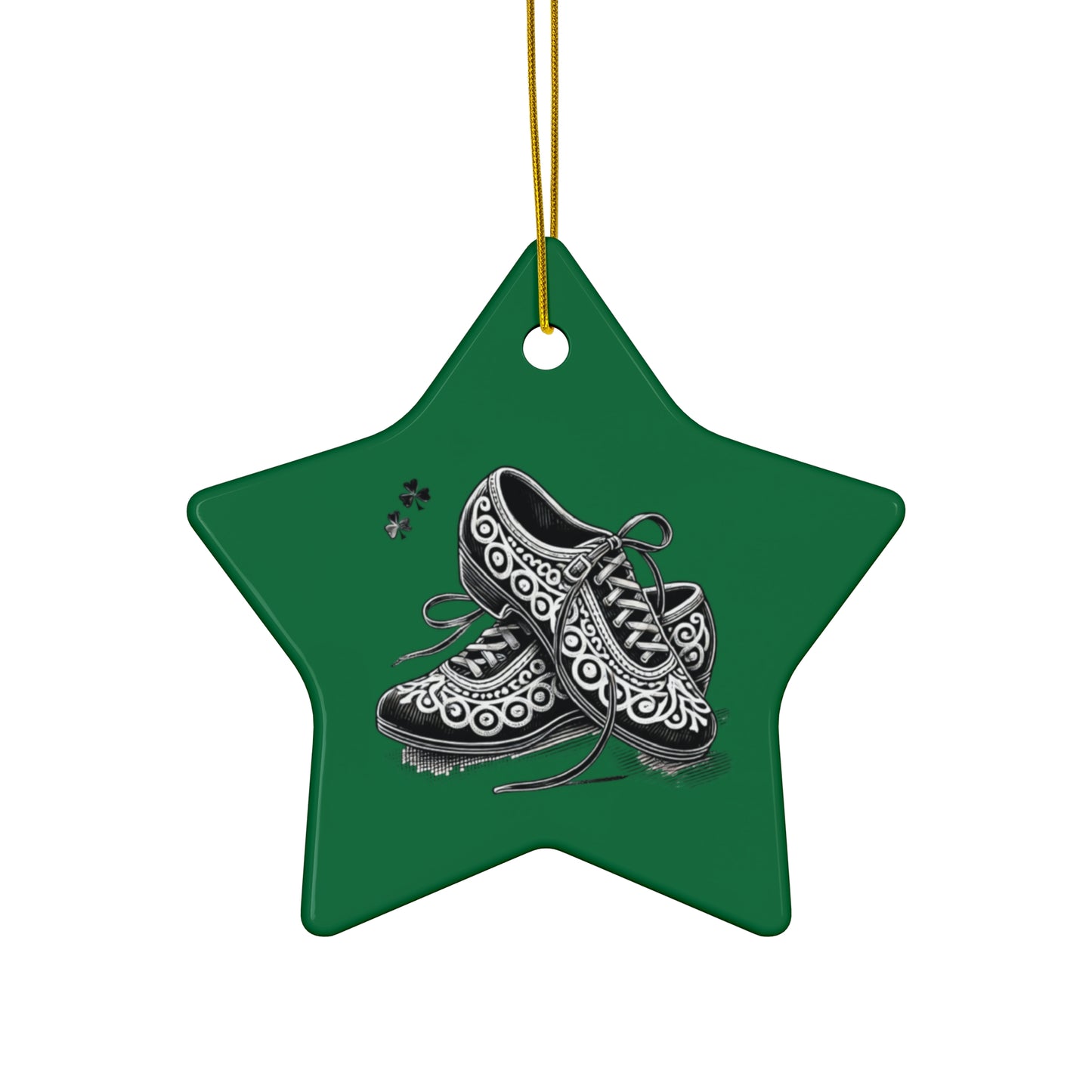 Irish Dance Shoe Themed Ceramic Ornament, 4 Shapes