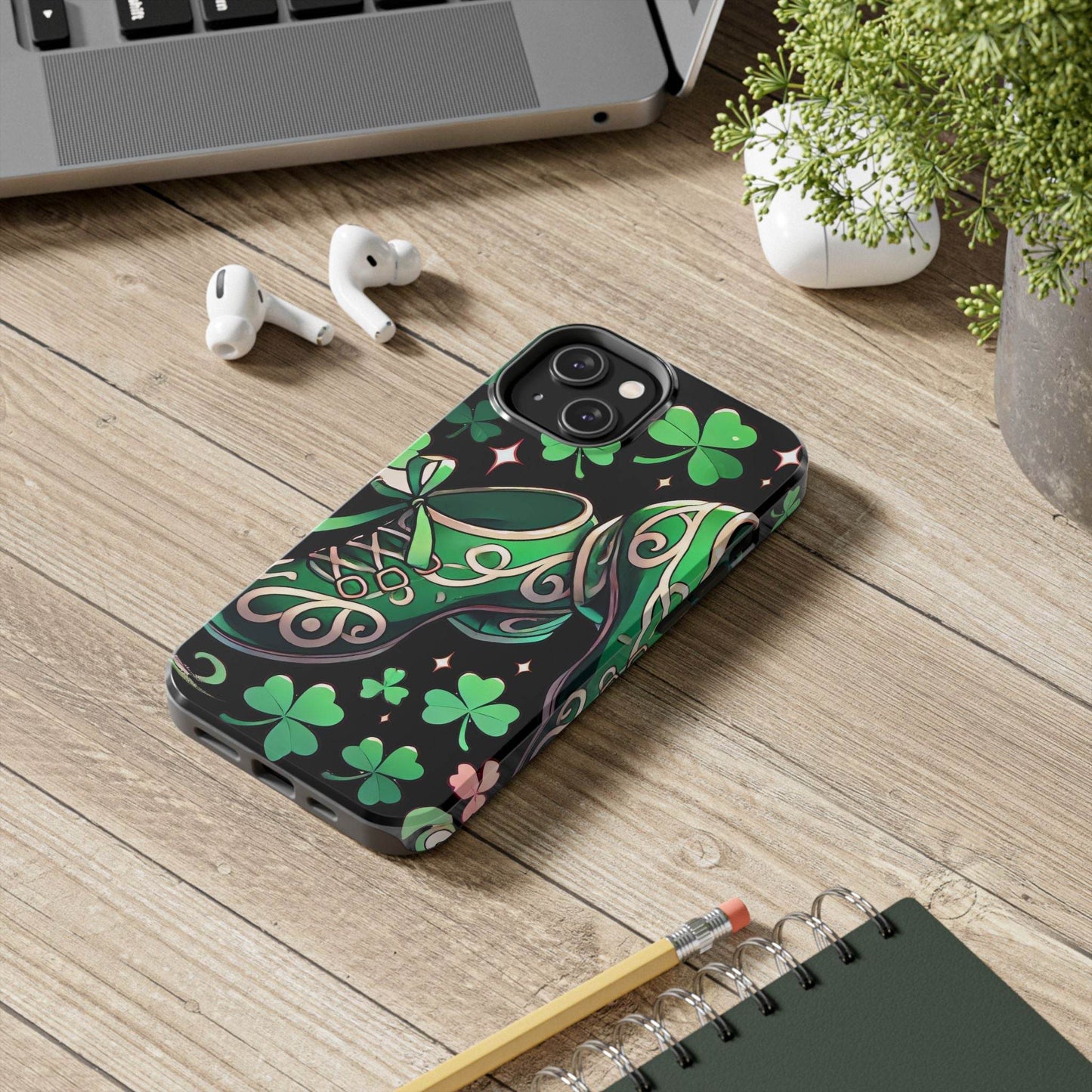 Irish Dance Shoe Tough Phone Case - St. Patrick's Day Gift, Protective Cover, Irish Dance Lover Phone Accessory, Celtic Dance Shoes Case - Little Flower Farm