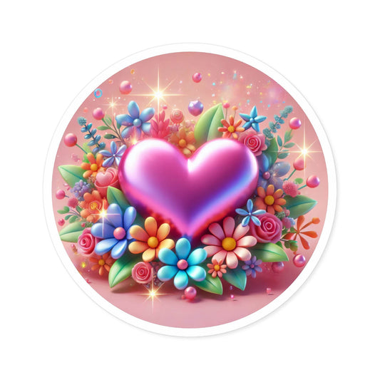 Colorful Heart Round Stickers, Indoor Outdoor Artistic Valentines Day Gift Fun, Heart-Shaped Sticker Labels Decals, Crafting Scrapbooking - Little Flower Farm